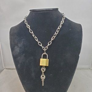 Bijou Lock and key silver chain necklace